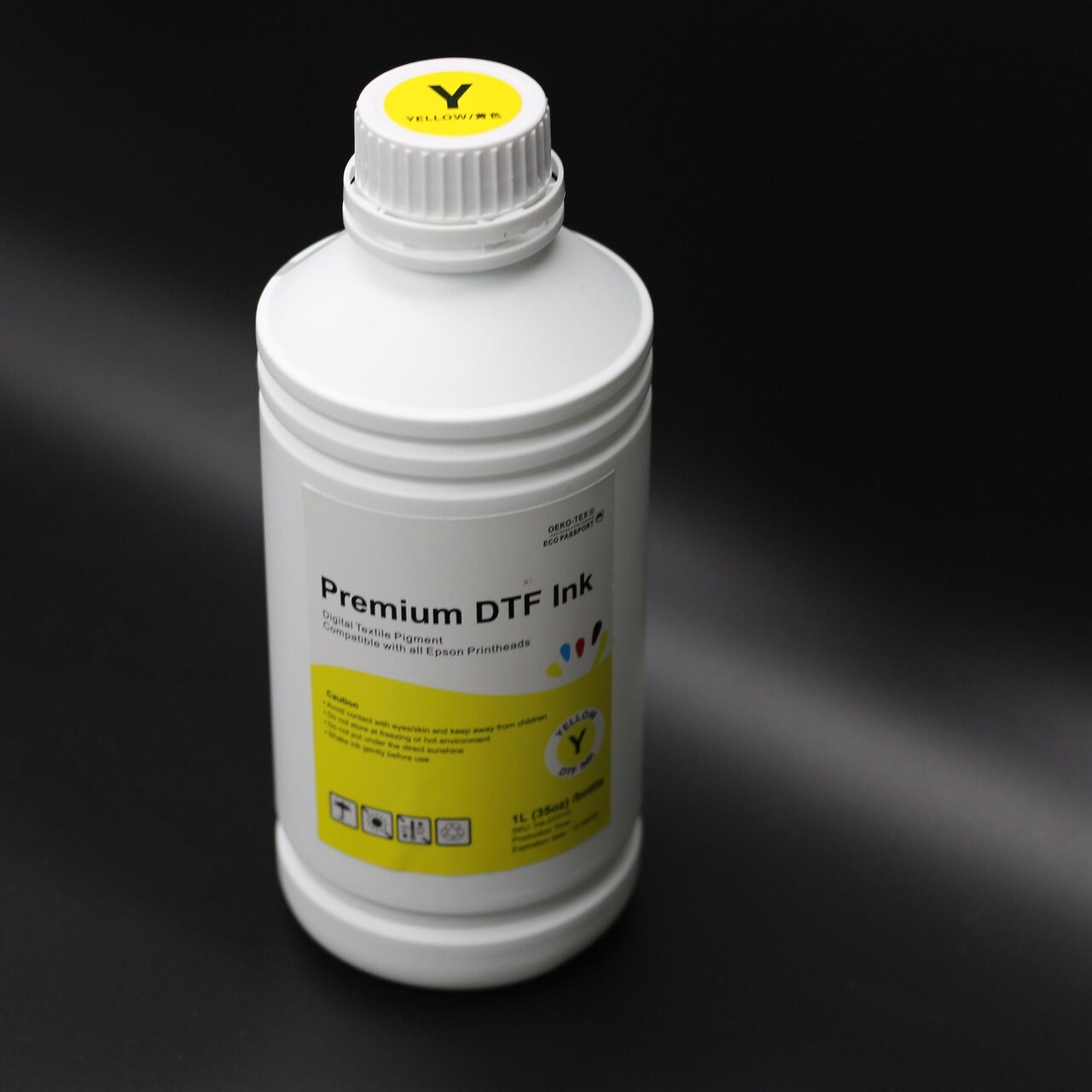 Yellow Premium DTF Pigment Textile Ink - 1L Bottle for High-Quality Fabric Printing